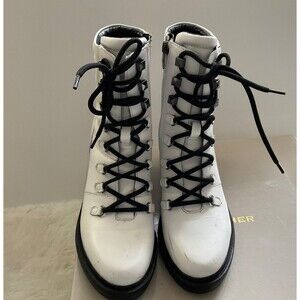 Marc Fisher Laboni White Combat Boots - Worn Once - Size 6.5 w box